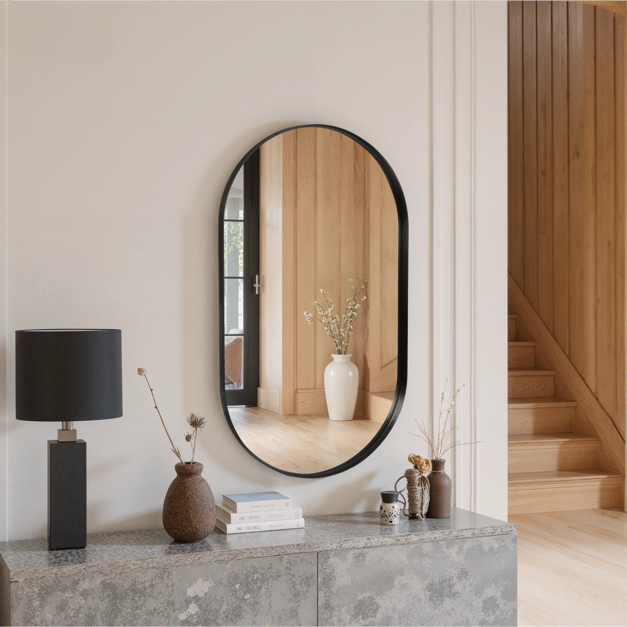 Zola-Oval Wall Mirror — Black