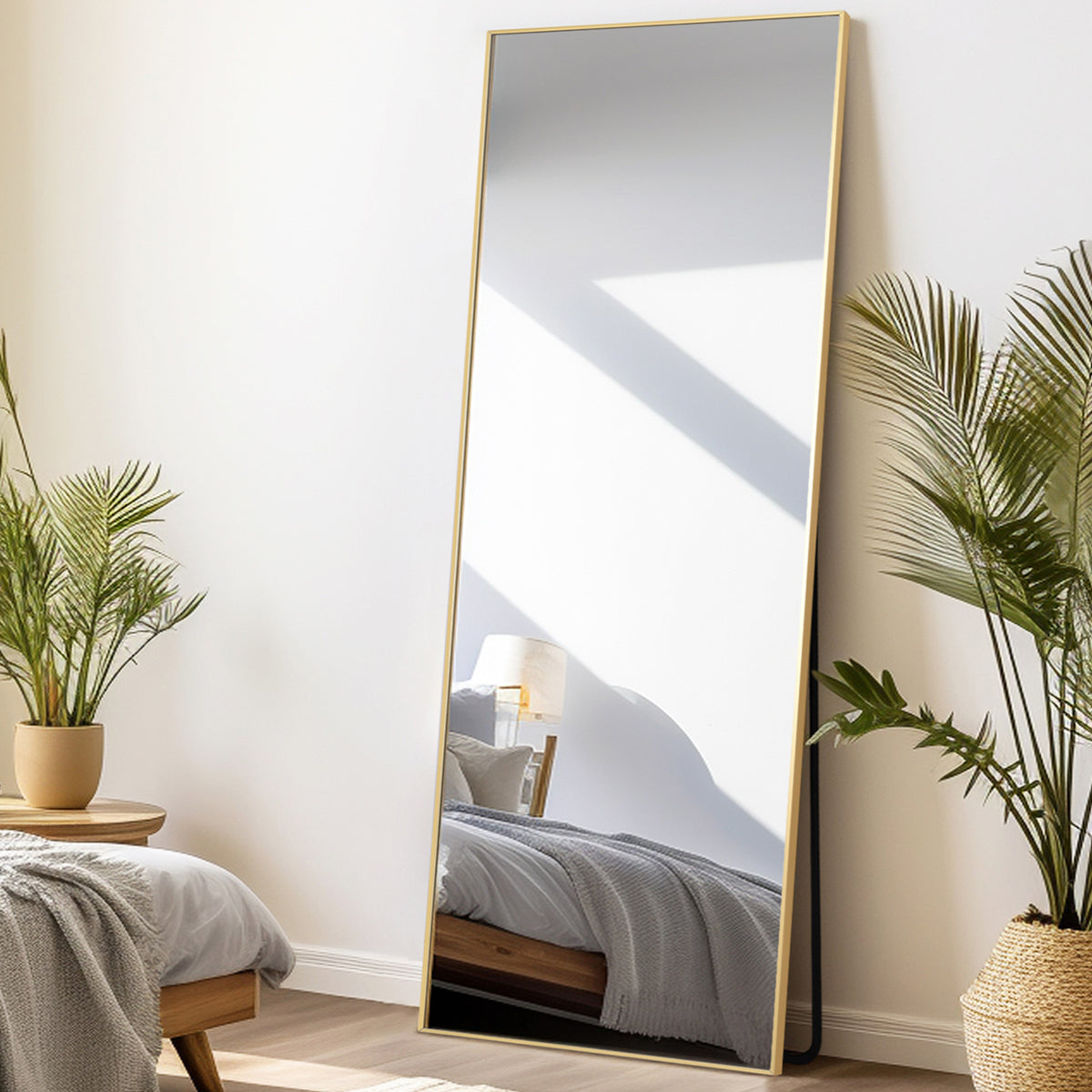 Large Living Room Bedroom Mirror - Gold Thin Frame Floor Mirror, Full ...