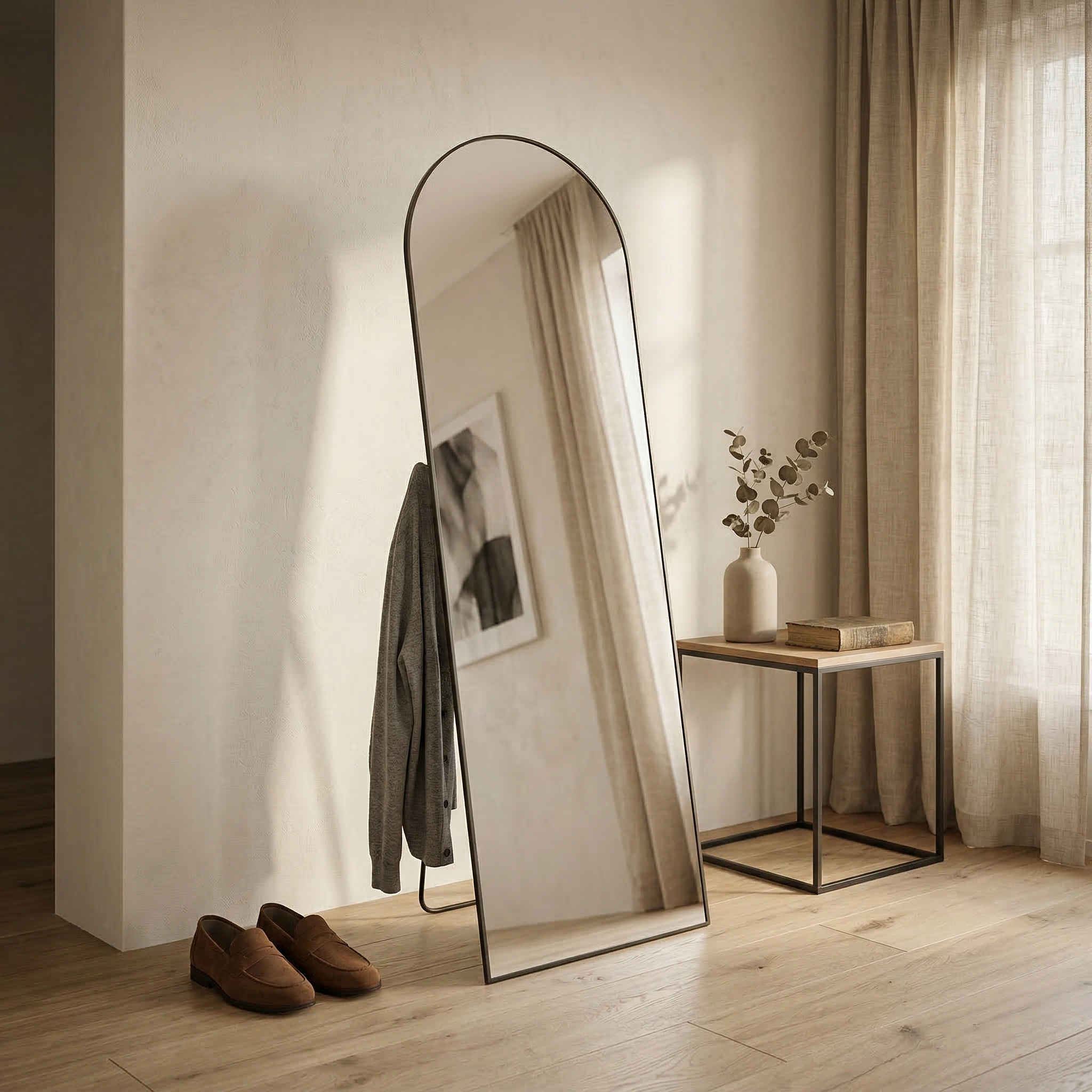 Rowan-Full Length Arched Mirror — Greyish