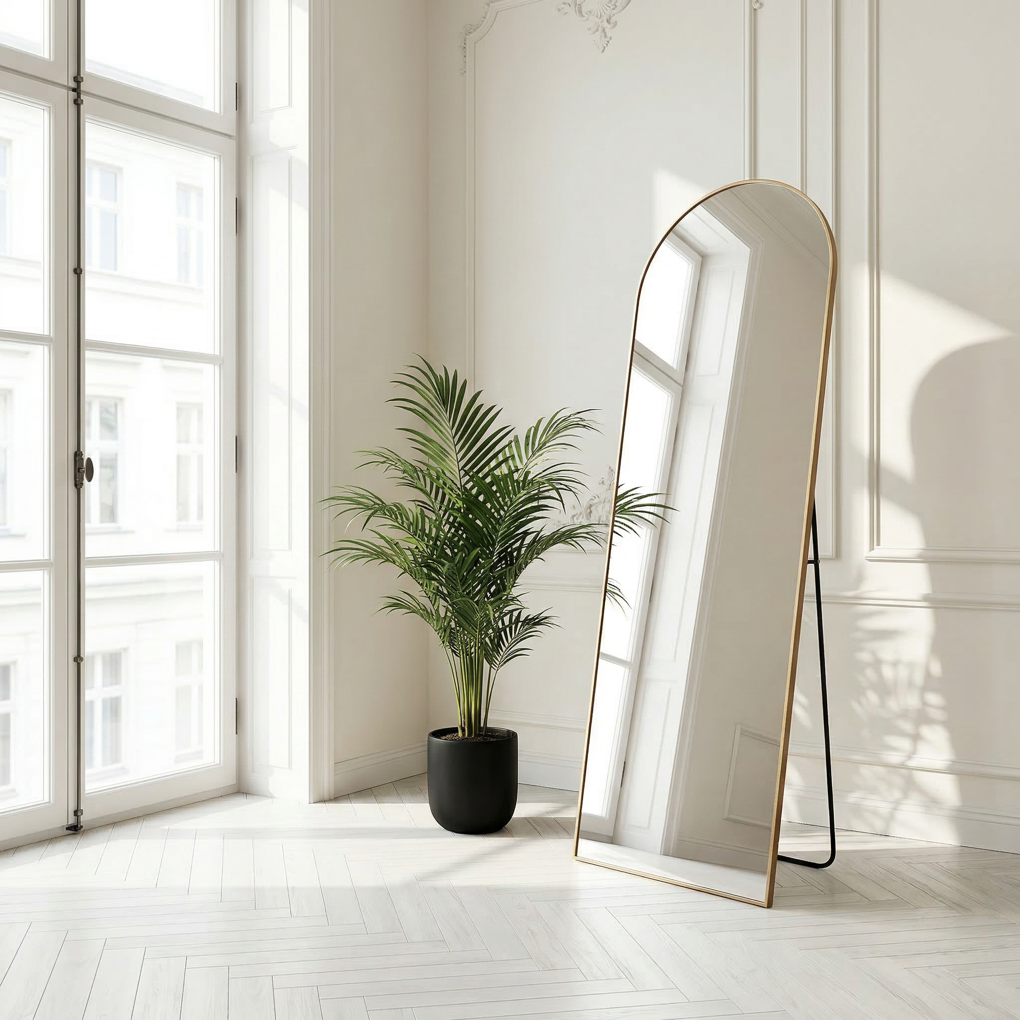 Rowan-Full Length Arched Mirror — Natural