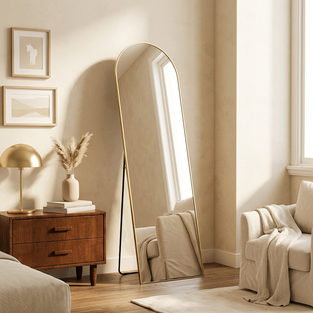 Ellis-Full Length Arched Mirror — Gold