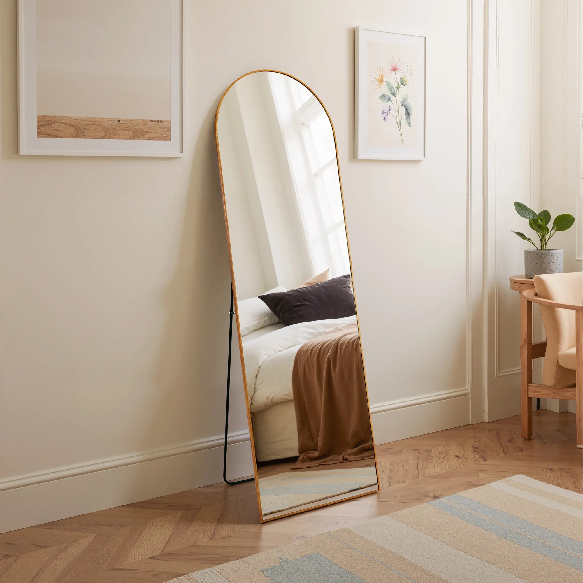 Rowan-Full Length Arched Mirror — Yellowish Brown