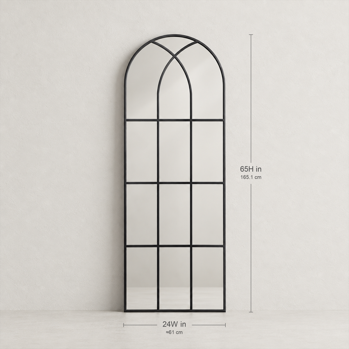 August black full-length mirror dimensions, 24W x 65H