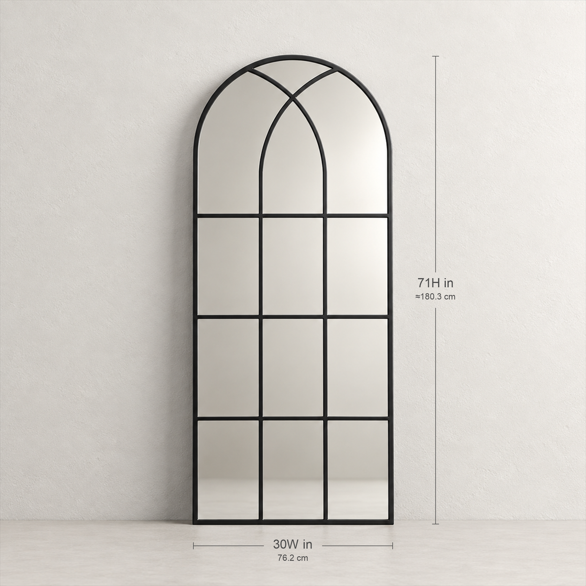 August black full-length mirror dimensions, 30W x 71H
