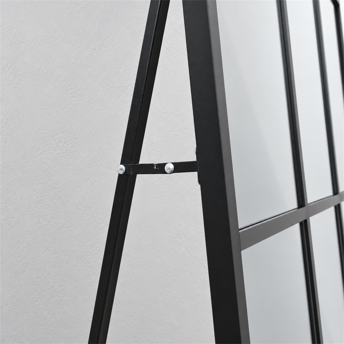 August black full-length mirror stand in close-up