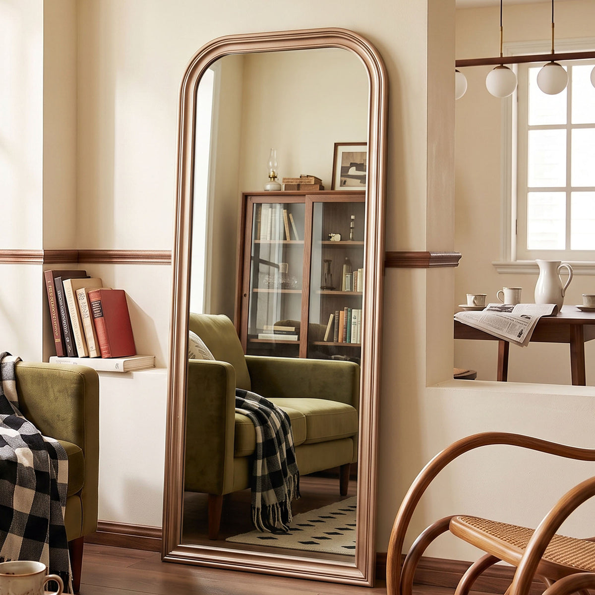 Estelle antique silver full-length mirror in a furnished interior