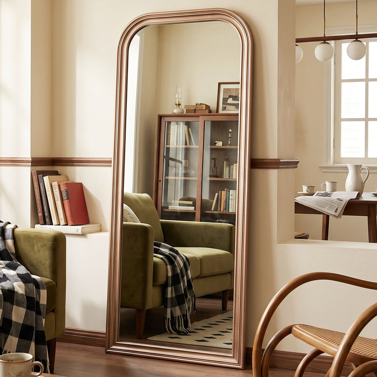 Estelle antique silver full-length mirror in a furnished interior