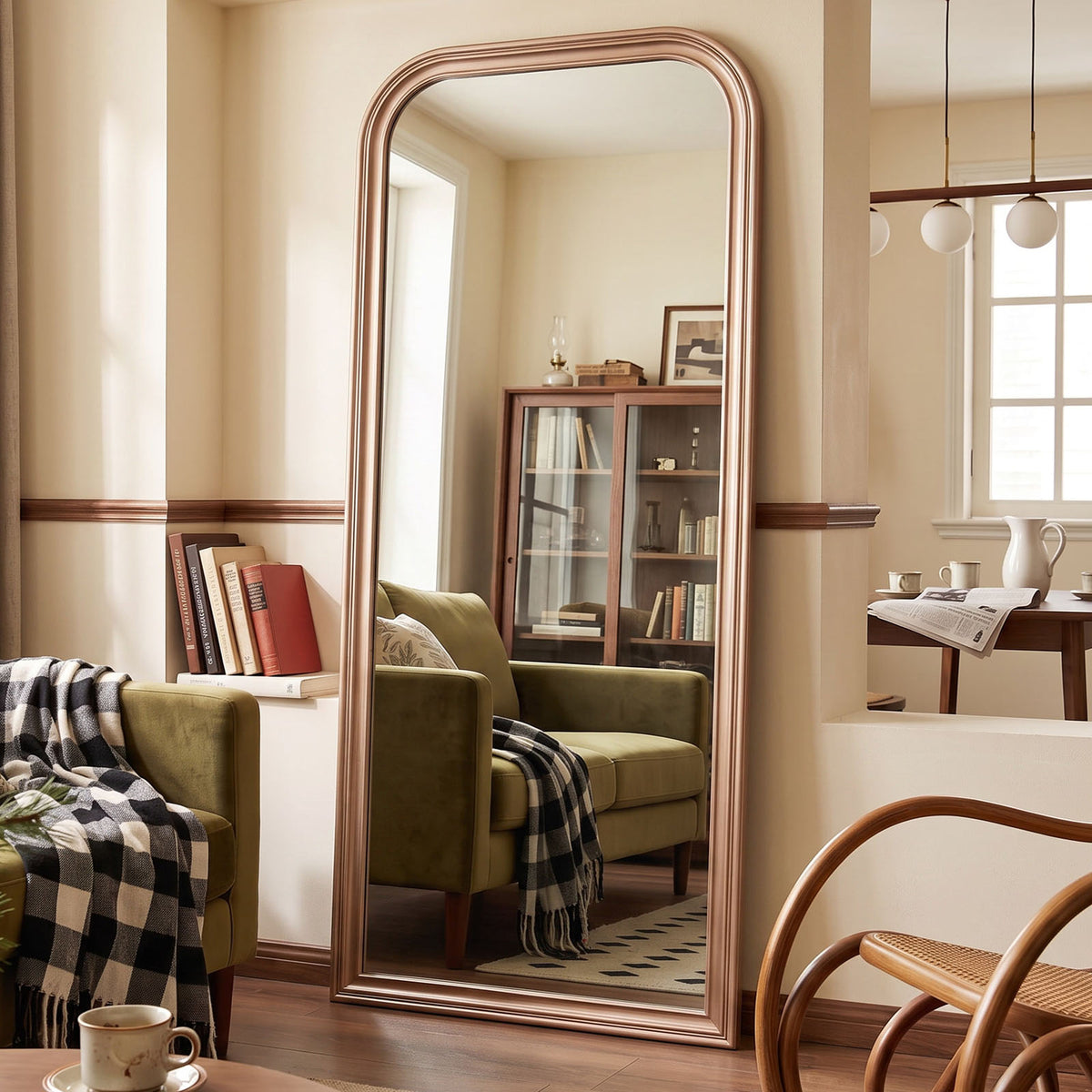 Estelle antique silver full-length mirror in a furnished interior