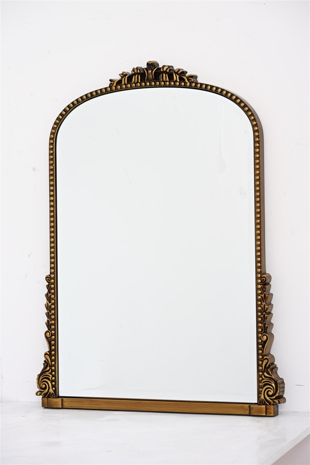 evelyn antique gold mirror photographed from the front