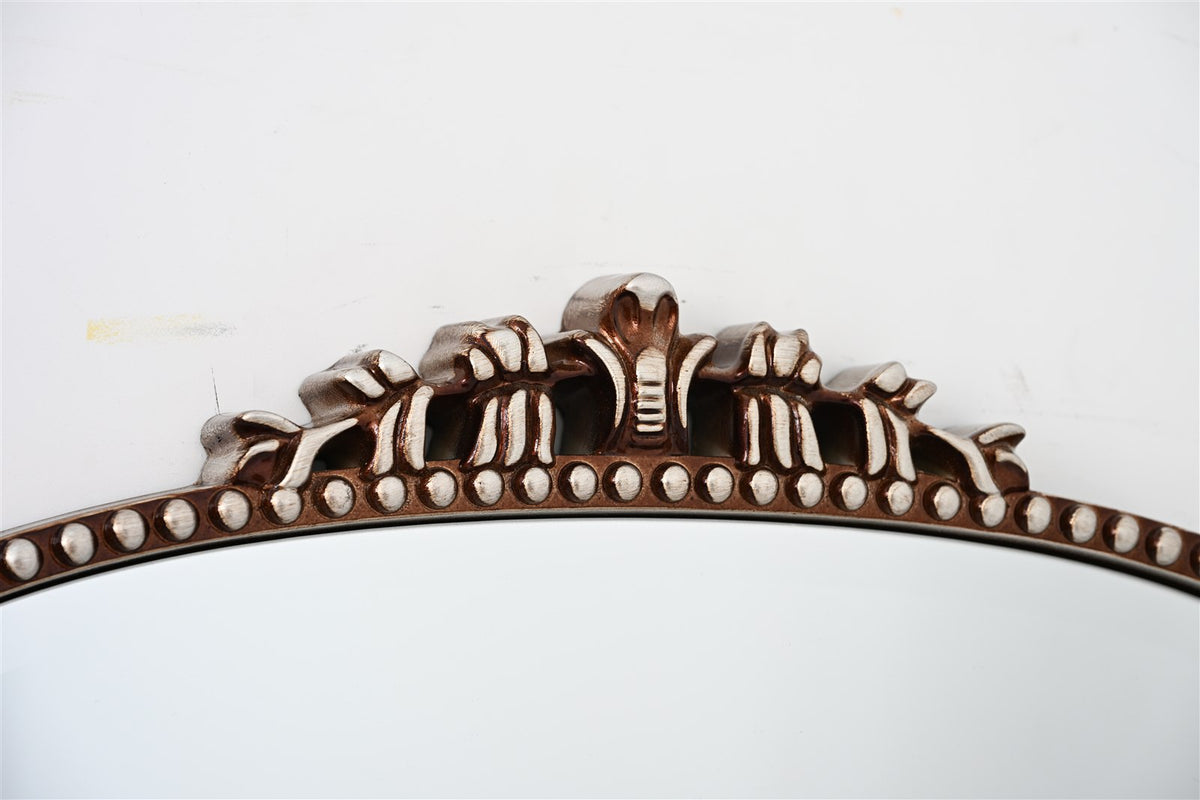 evelyn antique silver mirror frame detail