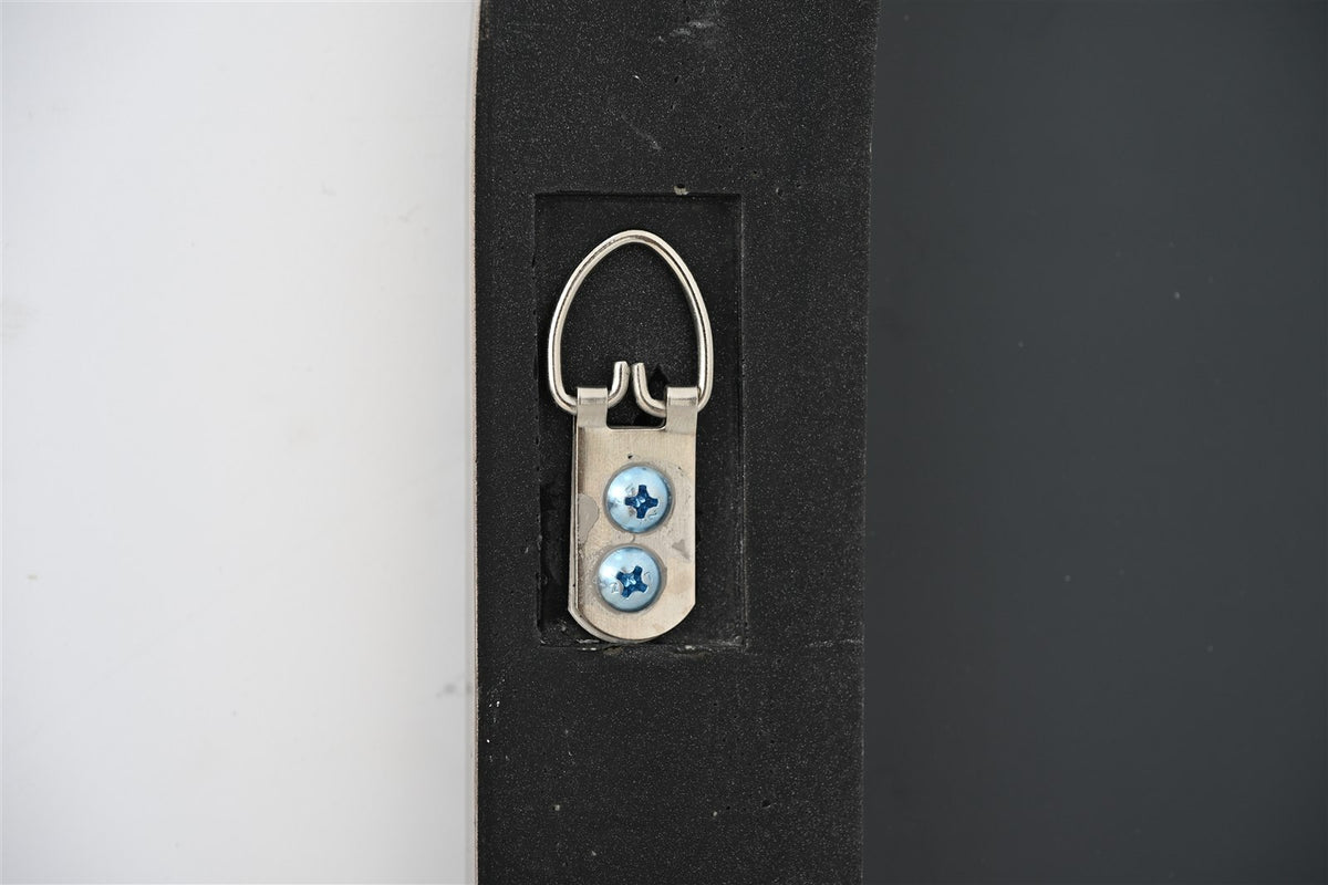 evelyn antique silver mirror rear mounting hardware detail