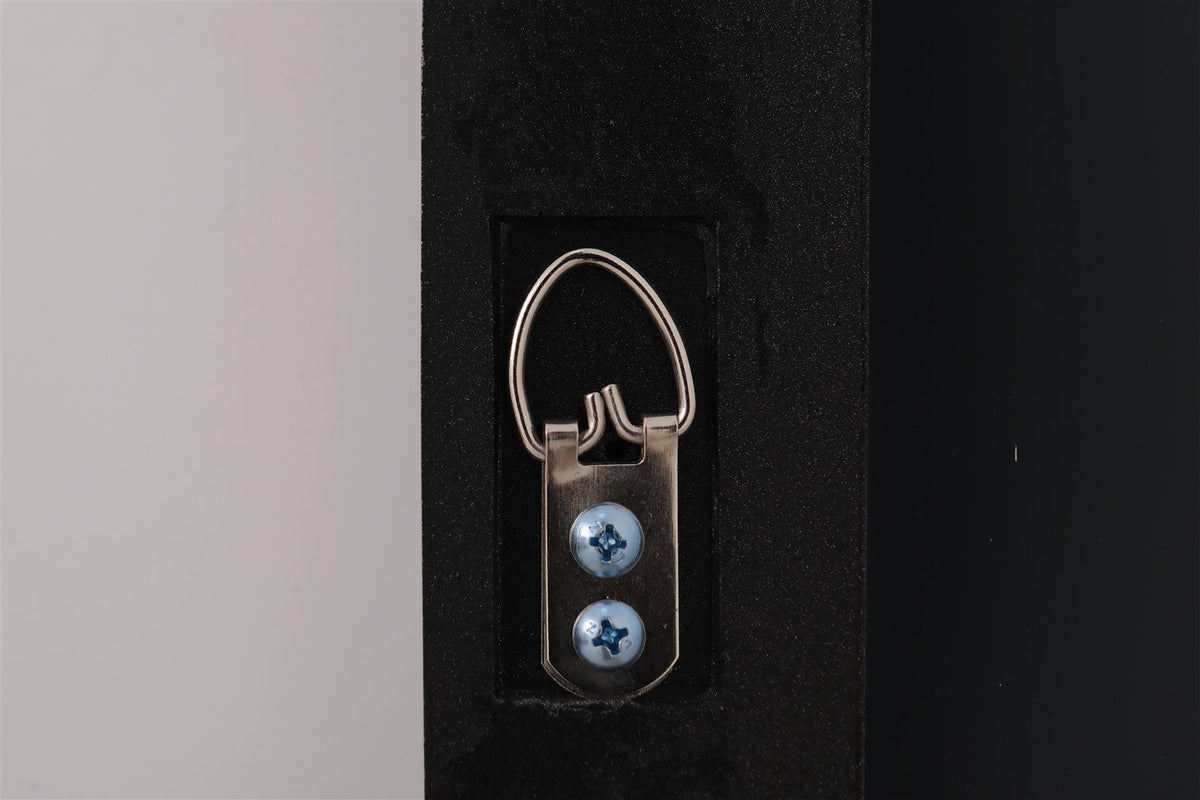 harriet antique silver mirror rear mounting hardware detail